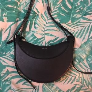 Polene numero dix bag in texture black leather